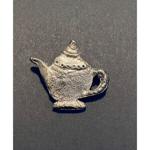 Vintage STONE FISH Stirling Silver Teapot Brooch